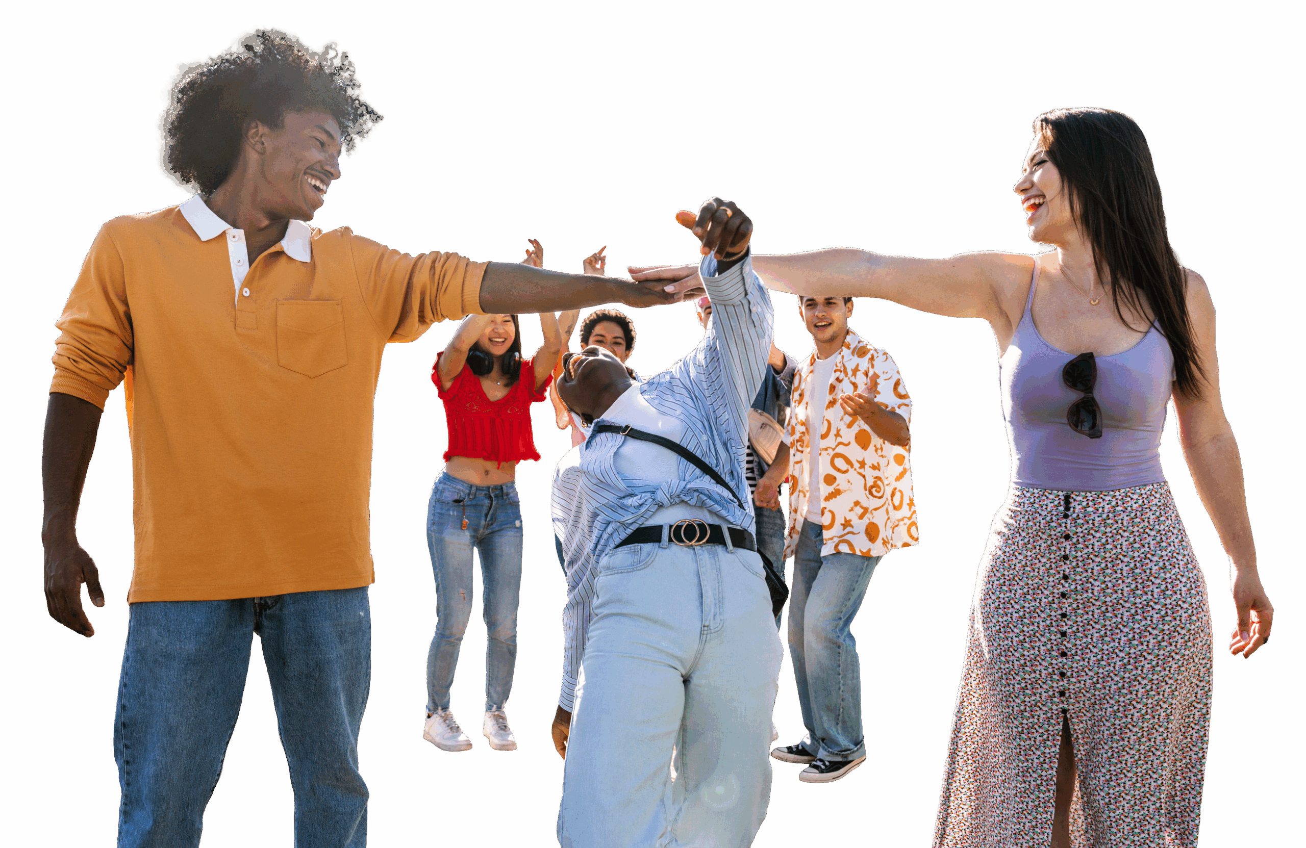 Un gruppo di persone partecipa a un’attività di team building all’aperto, giocando e divertendosi insieme.